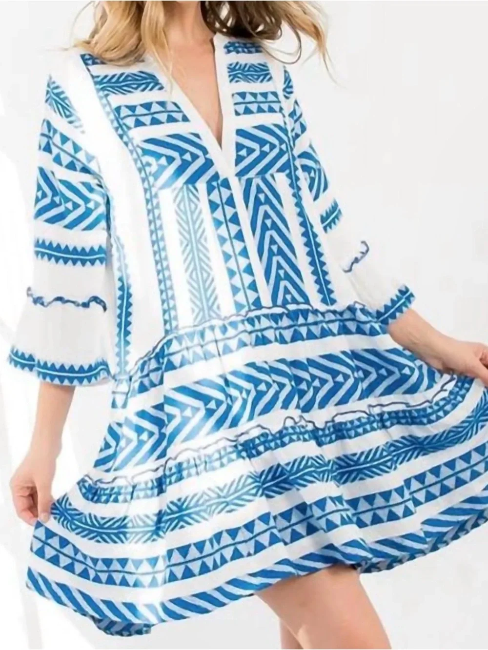 Thml - Tiered V-neck Embroidered Dress - Picture 3 of 10